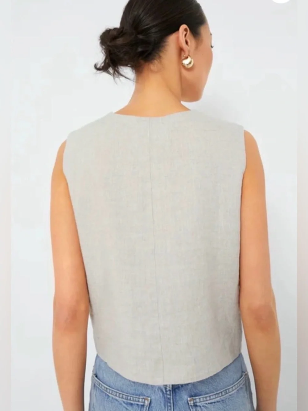 Tuckernuck Natural Linen Swing Freya Vest Size Small - Picture 2 of 5